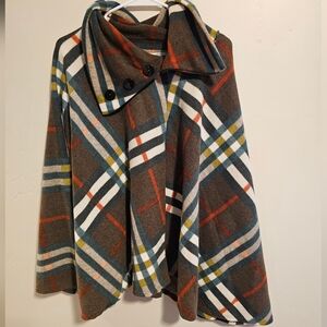 Brown plaid poncho